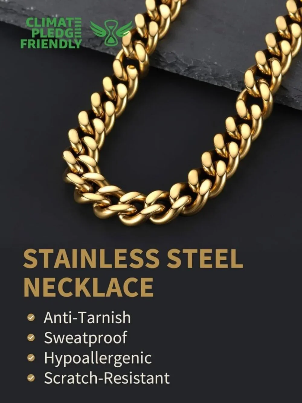 Chunky Gold Plated Curb Chain Necklace for Men | Hip Hop Cuban Link Neck Chains